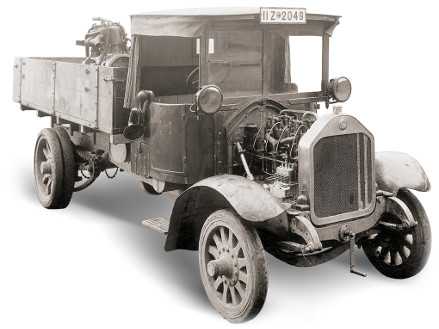 首款使用柴油喷射技术的曼恩卡车（1924年）